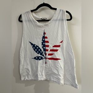 American Flag / weed design crop top shirt.